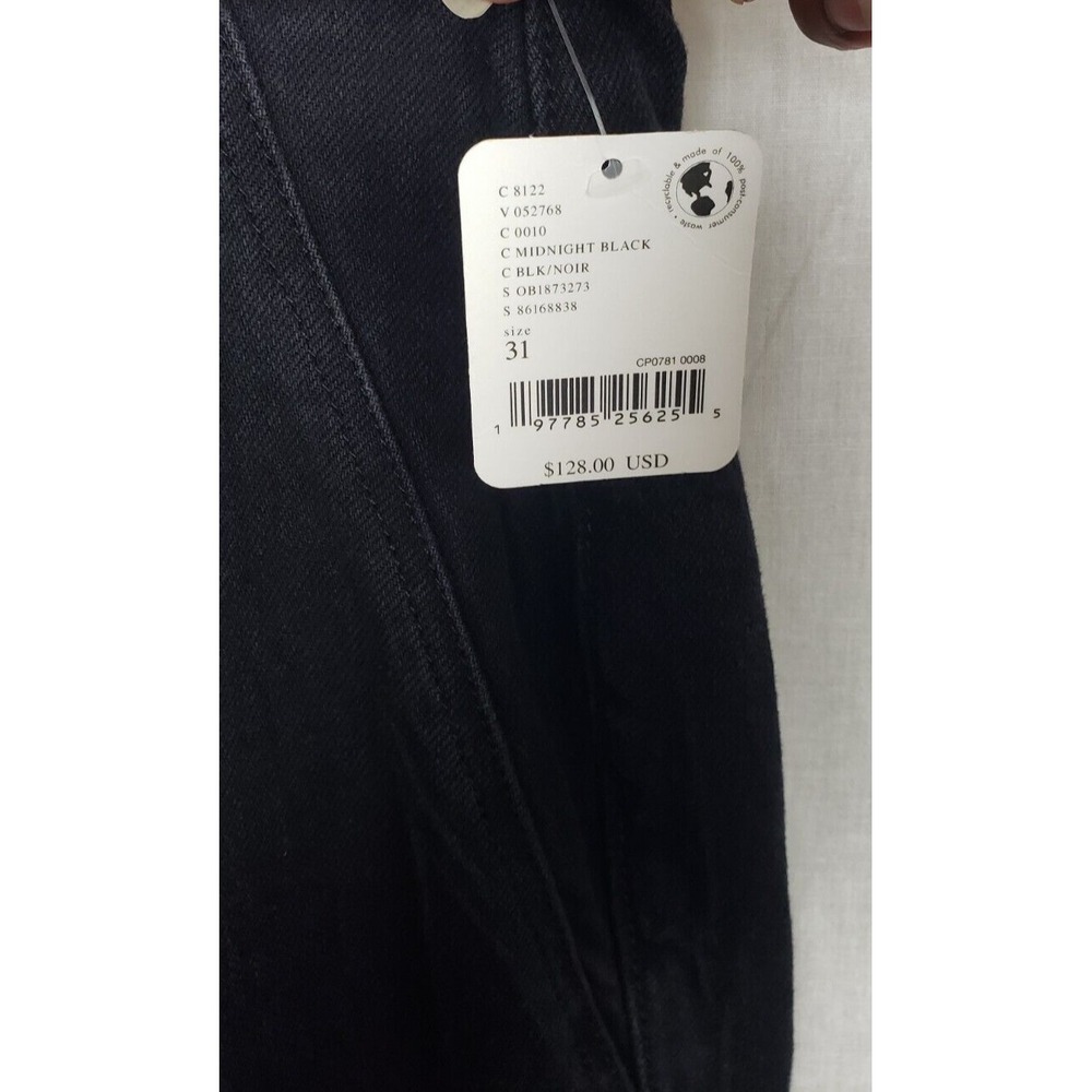 Free People We The Free Midnight Black Jeans 31 Curvy Mona Flare Split Hem NWT - Picture 5 of 11